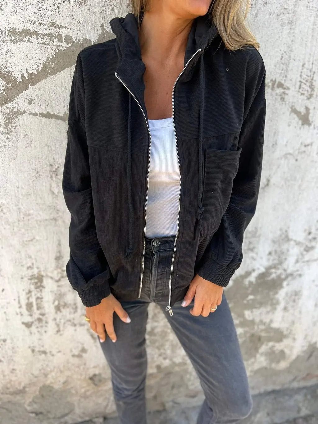 comfortable Corduroy Jacket with Hood