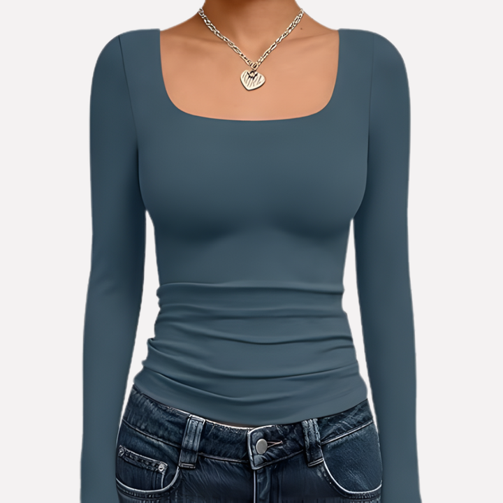 Women’s Square Neck Long Sleeve Crop Top
