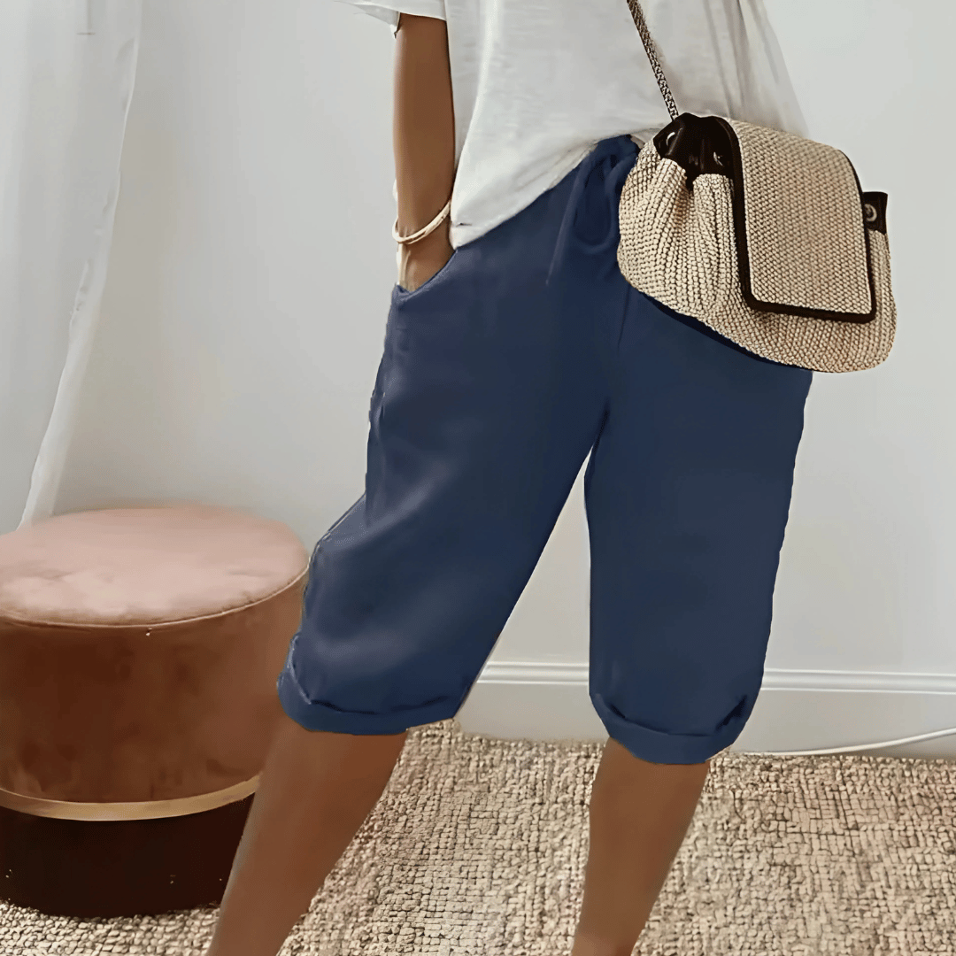 Women’s Cotton Linen Harem KneeLength Shorts