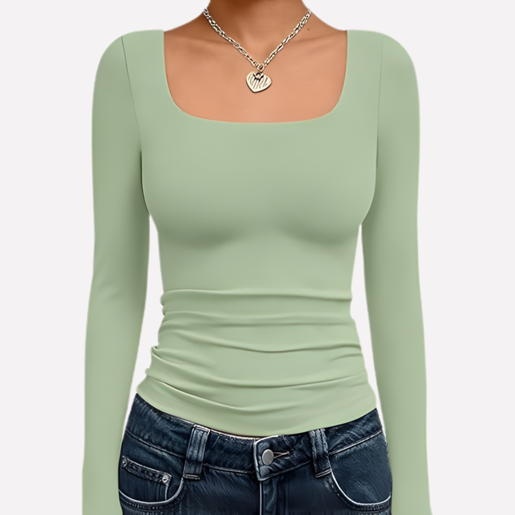 Women’s Square Neck Long Sleeve Crop Top