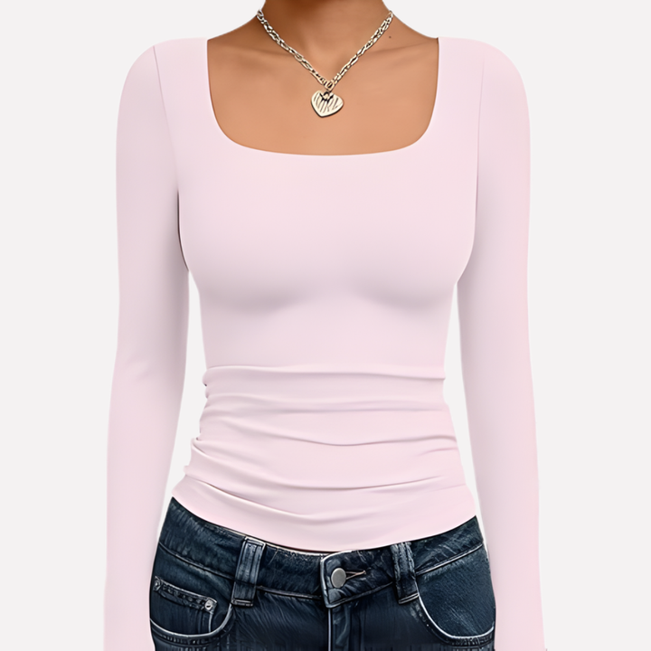 Women’s Square Neck Long Sleeve Crop Top