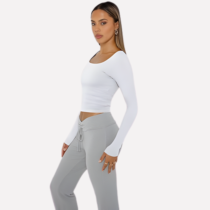 Women’s Square Neck Long Sleeve Crop Top