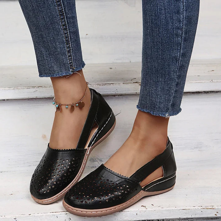 Slip-on wedge sandals.