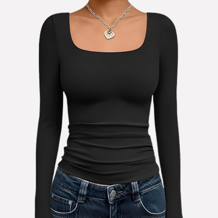 Women’s Square Neck Long Sleeve Crop Top
