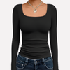 Women’s Square Neck Long Sleeve Crop Top