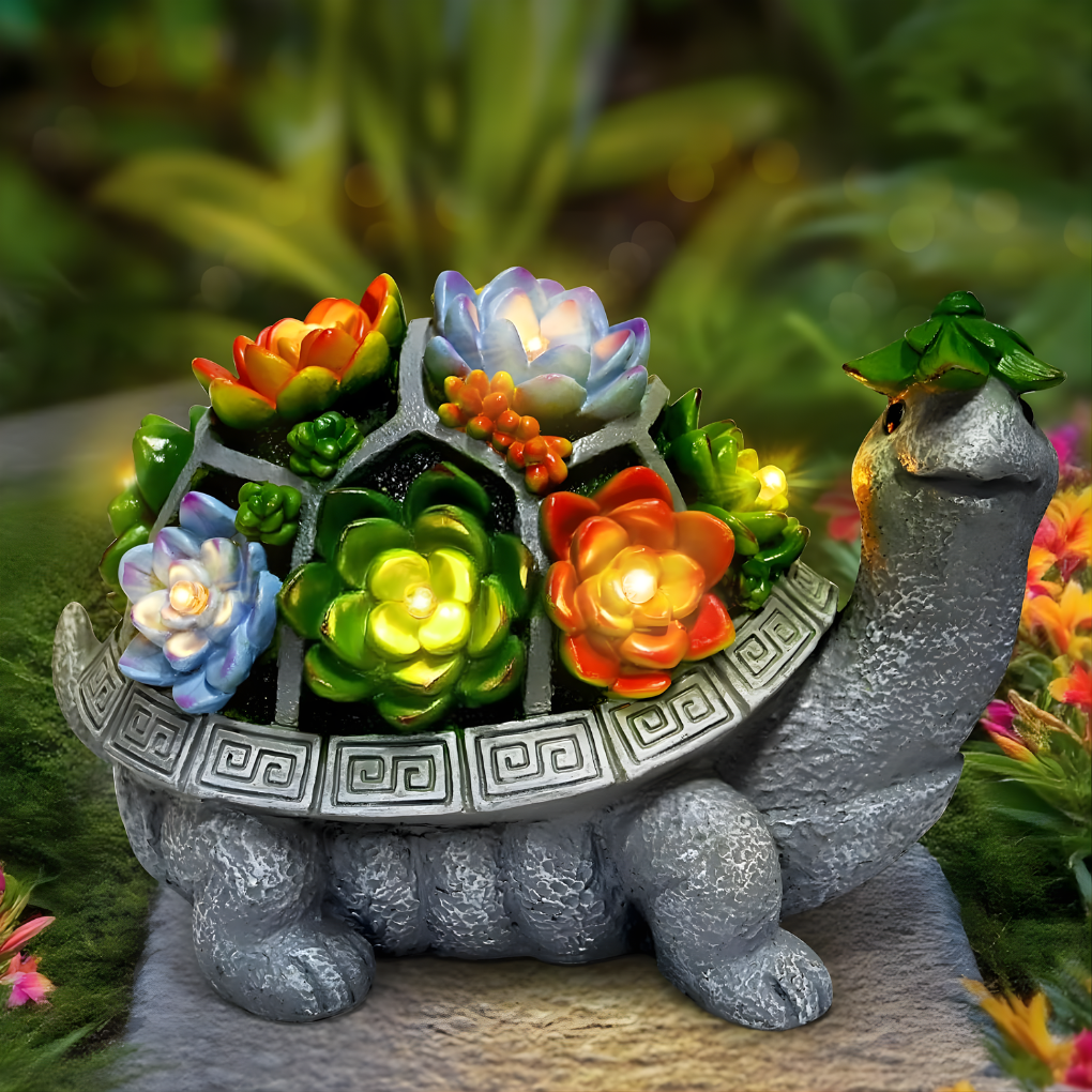 Large Solar Garden Decor Turtle Statue Lights