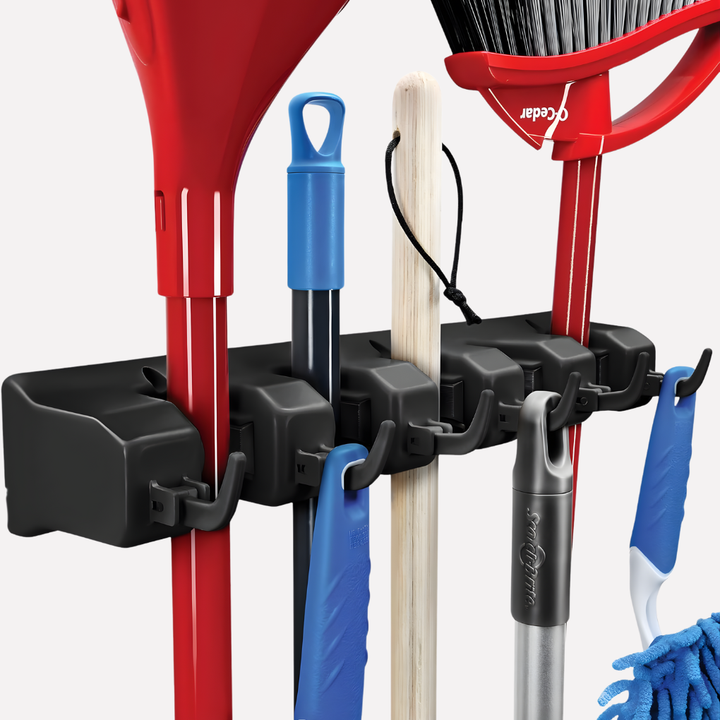 Wall-Mount Broom and Tool Organizer