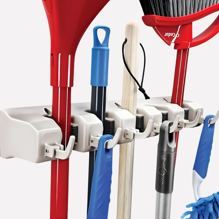 Wall-Mount Broom and Tool Organizer