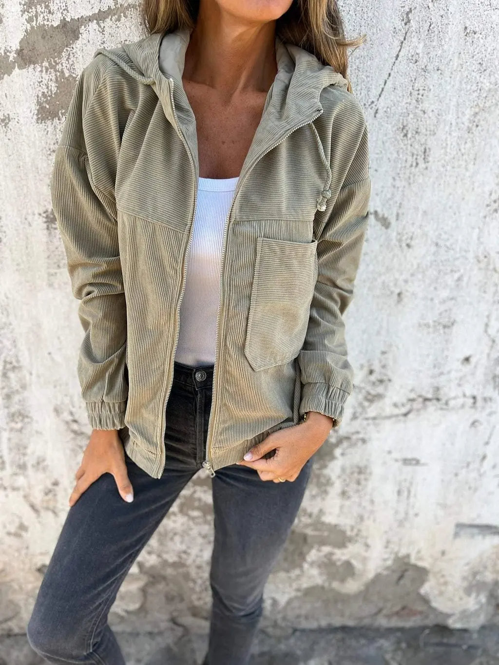 comfortable Corduroy Jacket with Hood