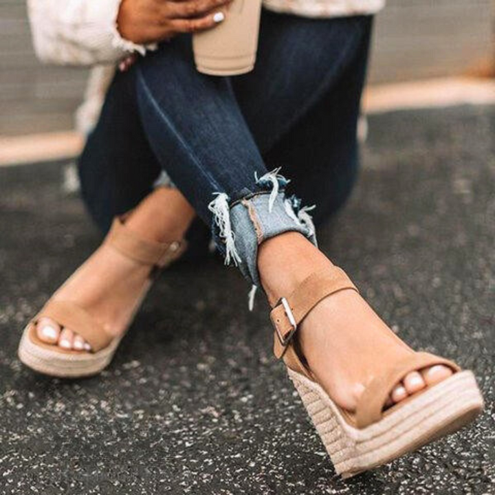 Women's comfortable T Strap Wedge Sandals
