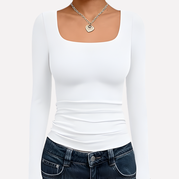 Women’s Square Neck Long Sleeve Crop Top