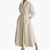 Women’s Long Shirt Dress with Waist Detail and Button Front