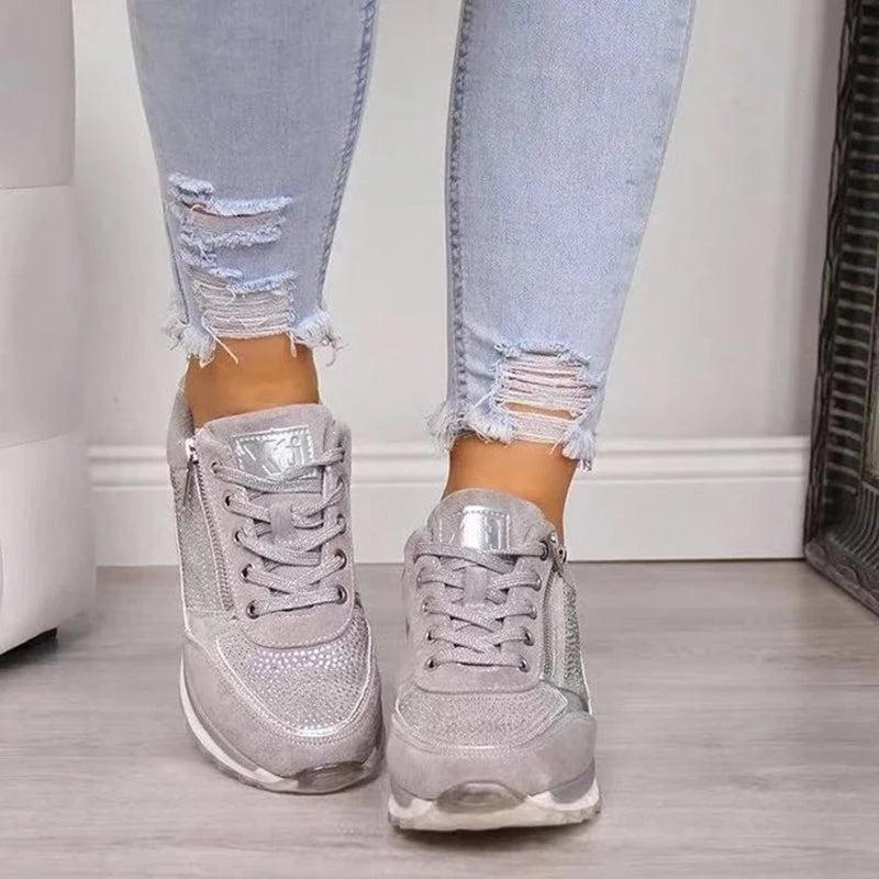 Women's Sneakers with Crystal Accents and Platform Sole