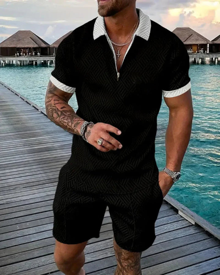comfortable Zipper Collar Summer Tracksuit Outfit