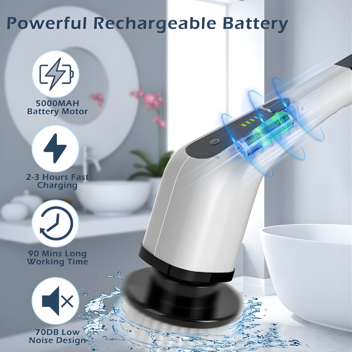 Cordless Cleaning Brush with Adjustable Heads