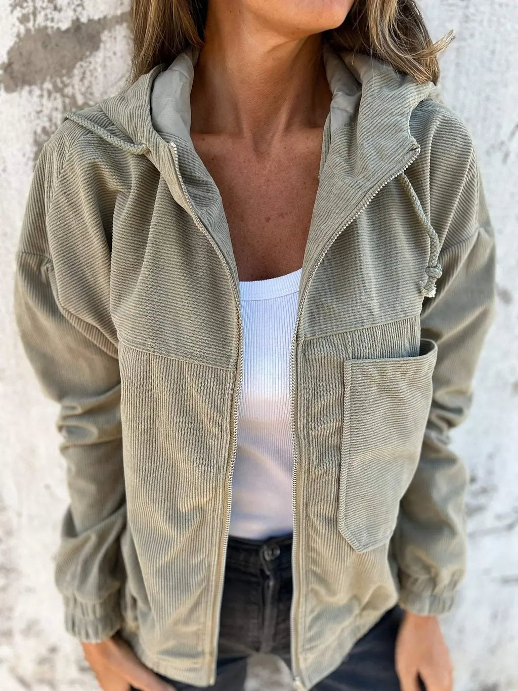 comfortable Corduroy Jacket with Hood