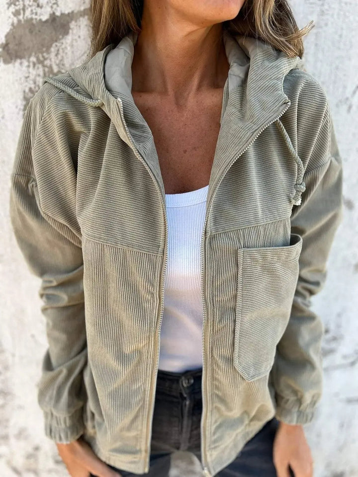 comfortable Corduroy Jacket with Hood