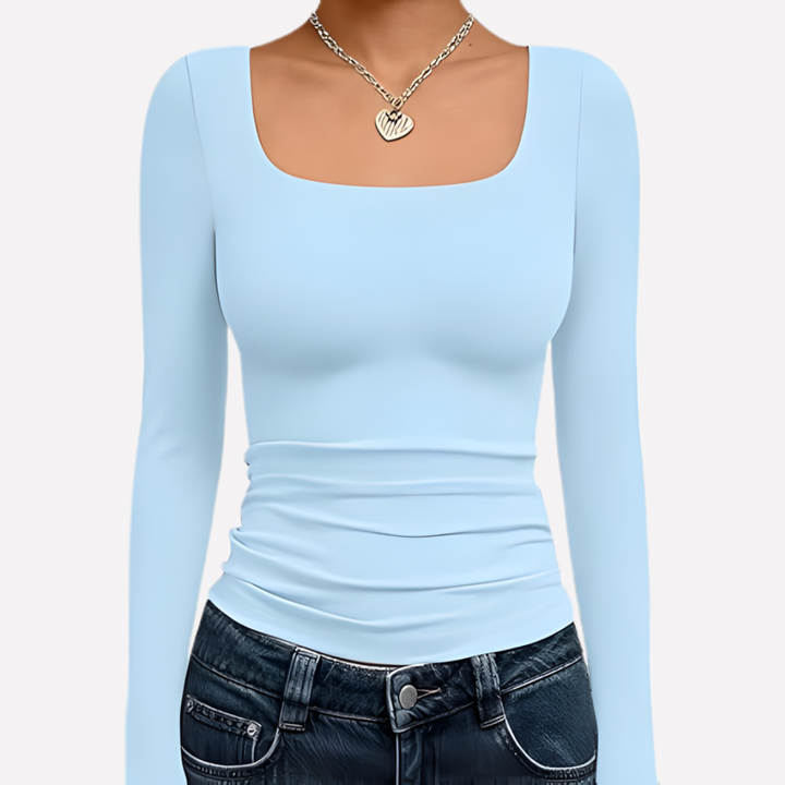 Women’s Square Neck Long Sleeve Crop Top