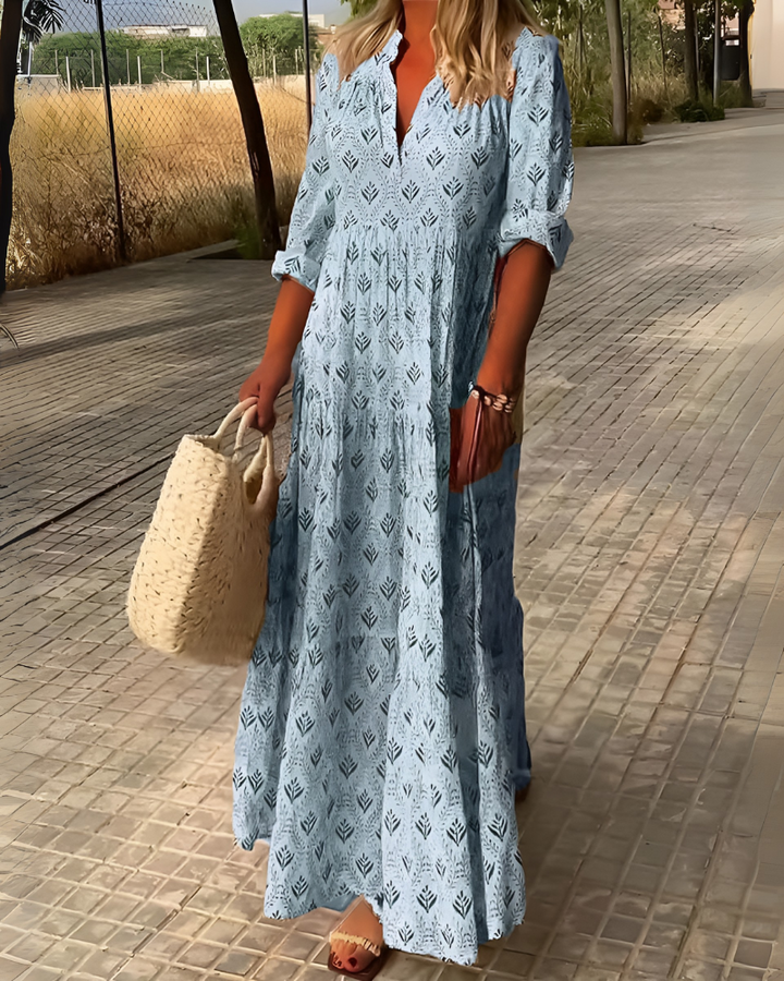 Vintage Charm Boho Print Long Dress