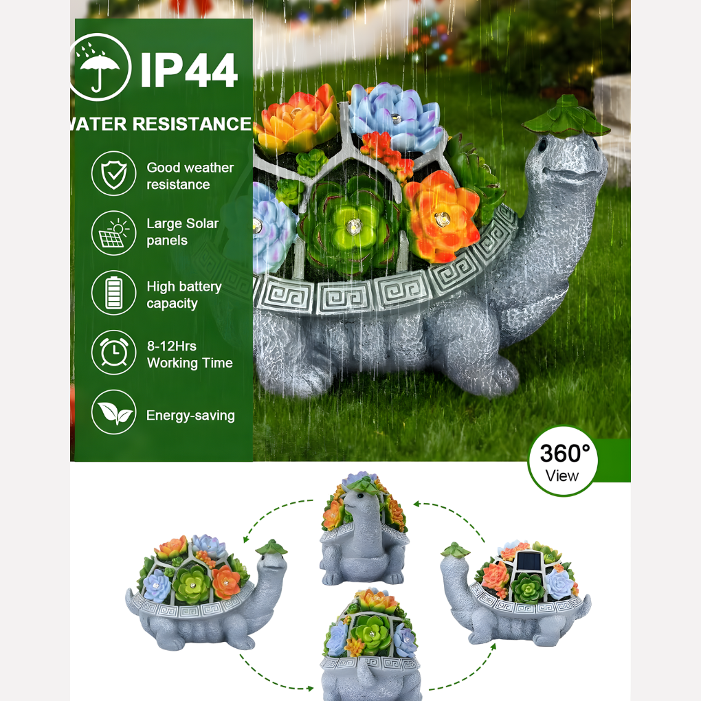 Large Solar Garden Decor Turtle Statue Lights