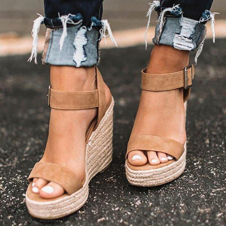 Women's comfortable T Strap Wedge Sandals