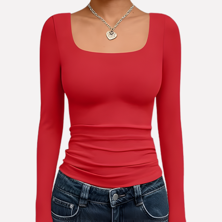 Women’s Square Neck Long Sleeve Crop Top
