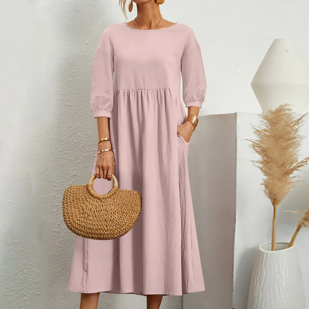 comfortable Loose Patchwork Midi Dress Effortless Style Meets Everyday Comfort