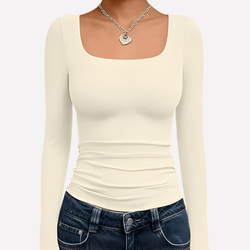 Women’s Square Neck Long Sleeve Crop Top