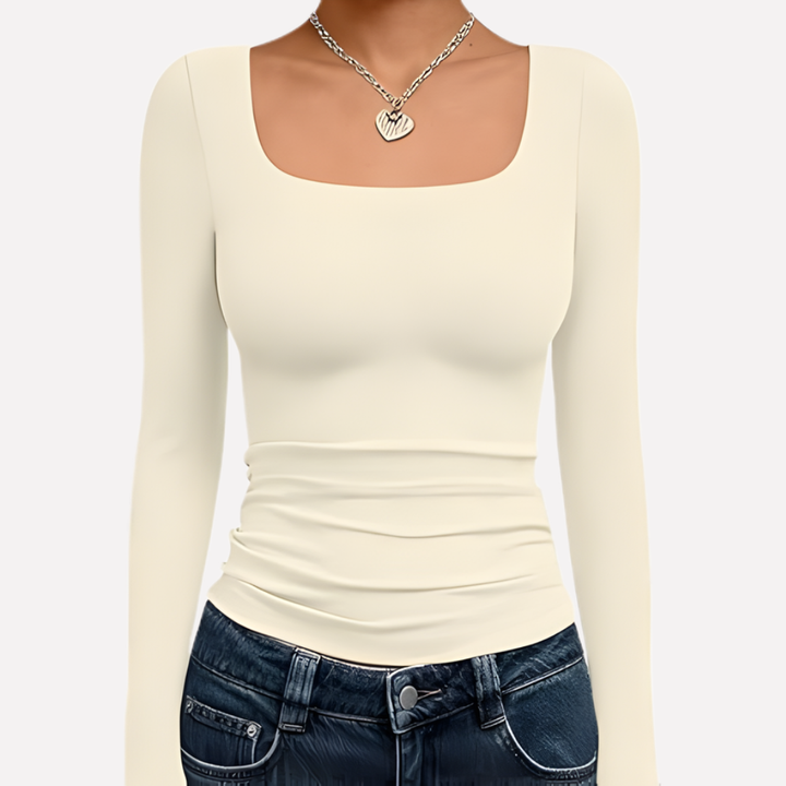 Women’s Square Neck Long Sleeve Crop Top