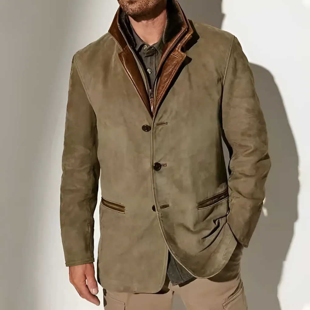 Men’s Retro Contrast Collar Jacket