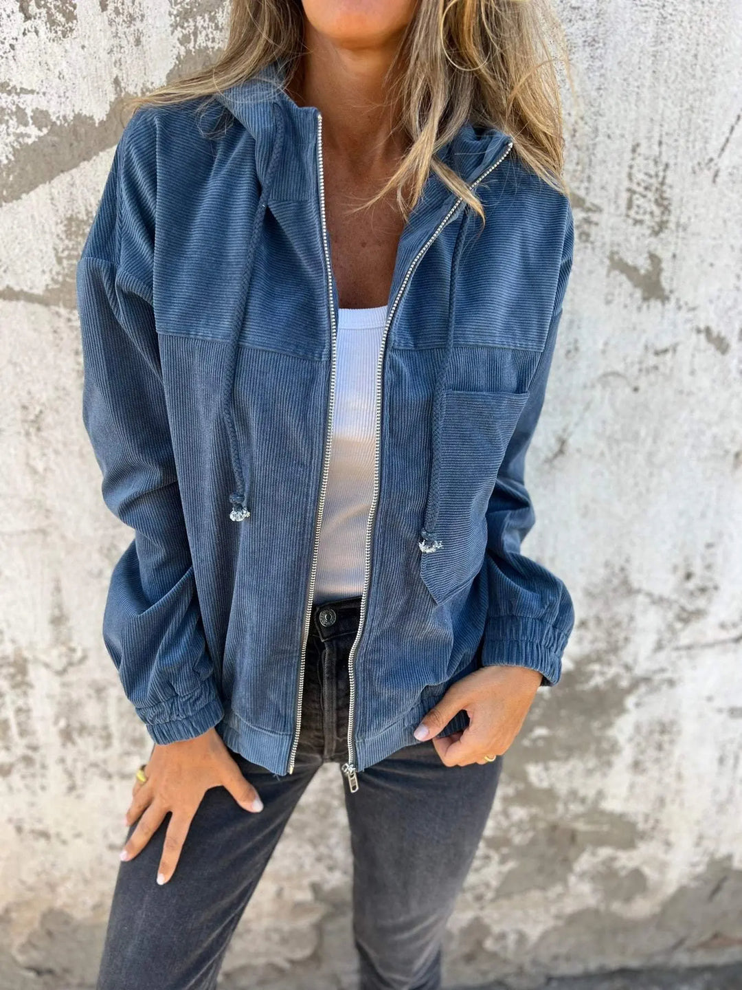 comfortable Corduroy Jacket with Hood