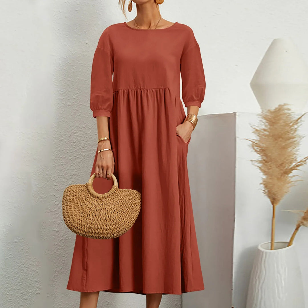 comfortable Loose Patchwork Midi Dress Effortless Style Meets Everyday Comfort