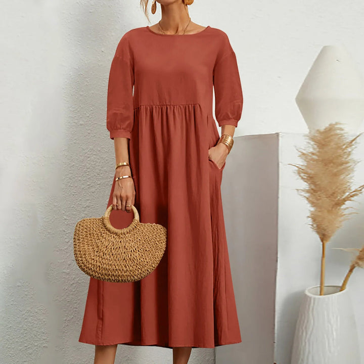 comfortable Loose Patchwork Midi Dress Effortless Style Meets Everyday Comfort