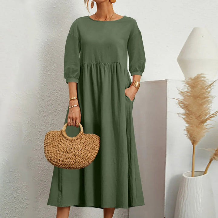 comfortable Loose Patchwork Midi Dress Effortless Style Meets Everyday Comfort