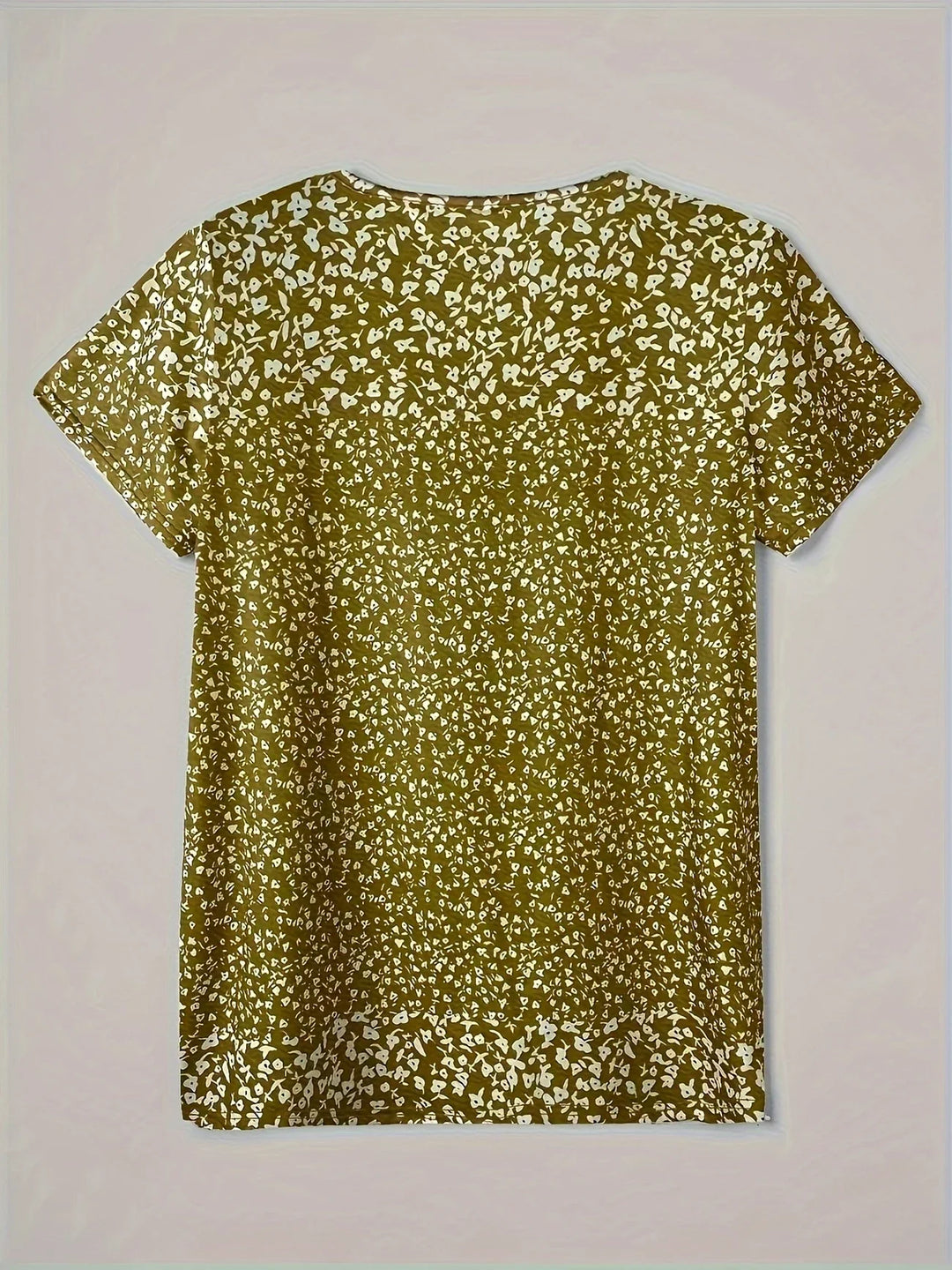 comfortable Summer Top with V-Neck, Button Closure, and Short Sleeves