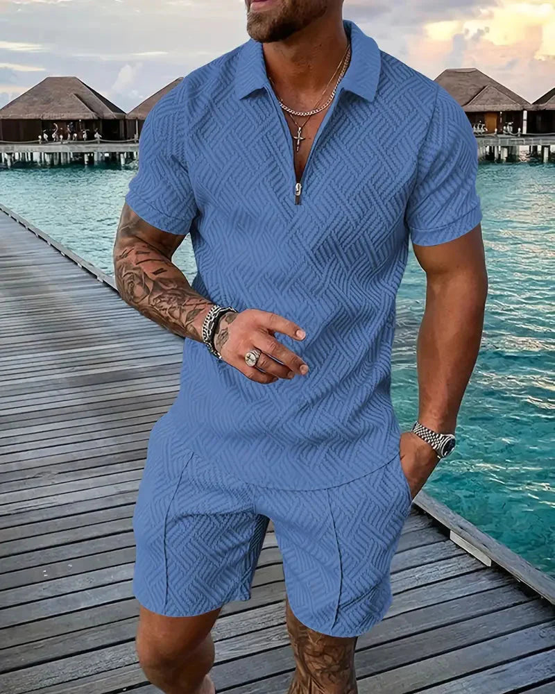 comfortable Zipper Collar Summer Tracksuit Outfit