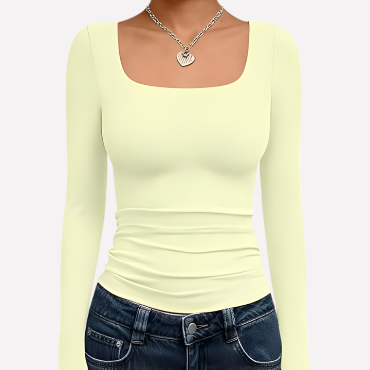 Women’s Square Neck Long Sleeve Crop Top