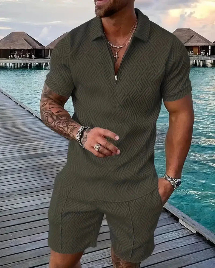 comfortable Zipper Collar Summer Tracksuit Outfit