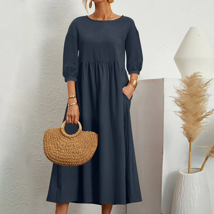 comfortable Loose Patchwork Midi Dress Effortless Style Meets Everyday Comfort