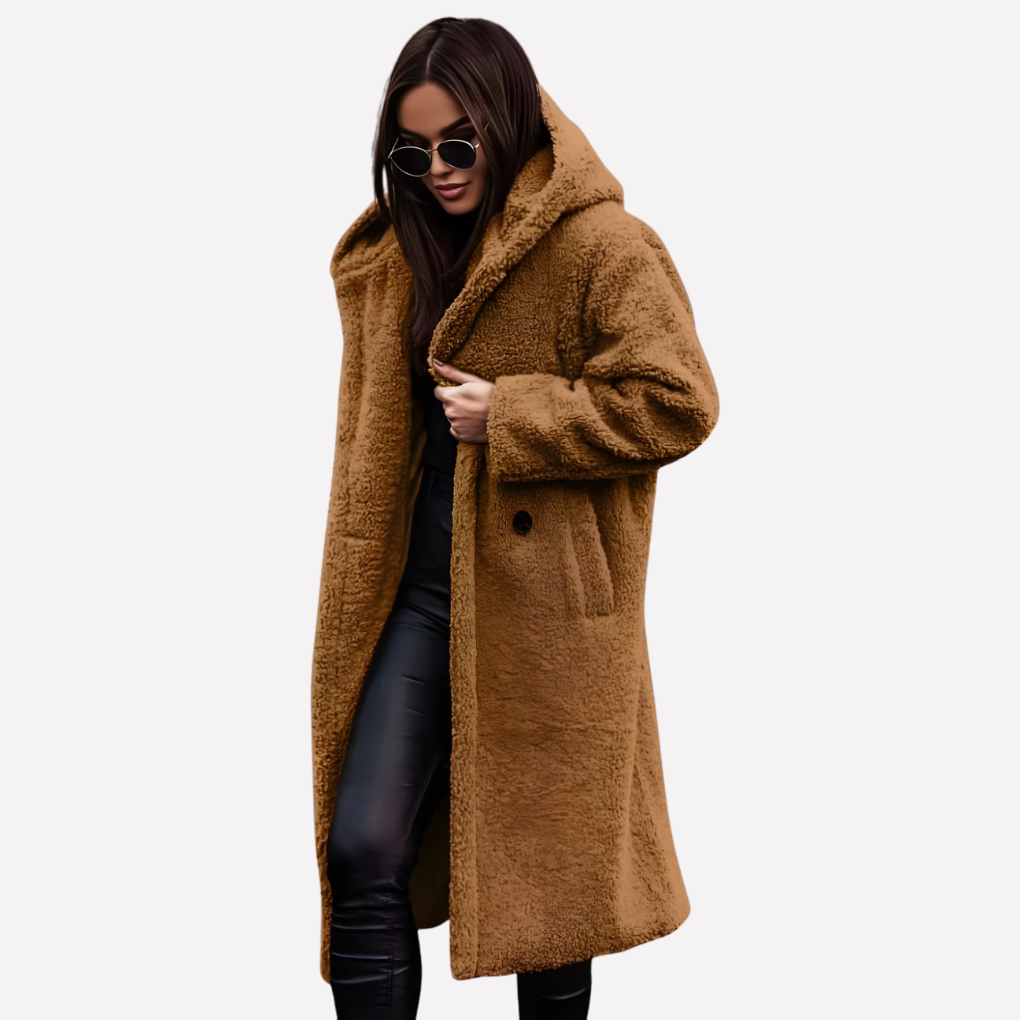 Women’s Hooded Coat with Button Closure