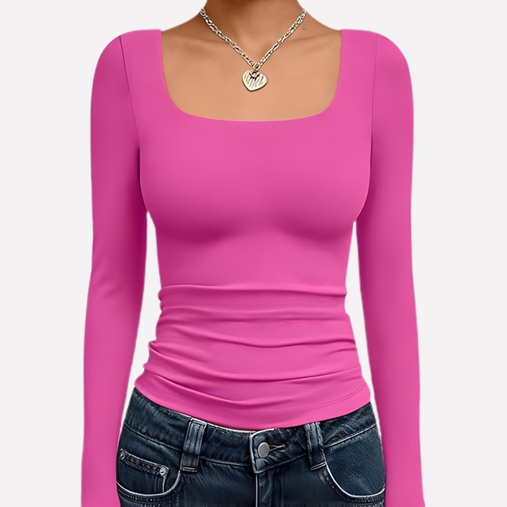 Women’s Square Neck Long Sleeve Crop Top