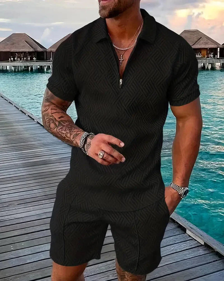 comfortable Zipper Collar Summer Tracksuit Outfit