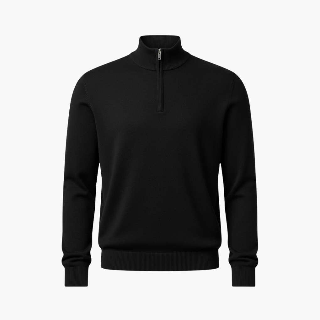 Men’s Pullover with Quarter Zip and Ribbed Hem