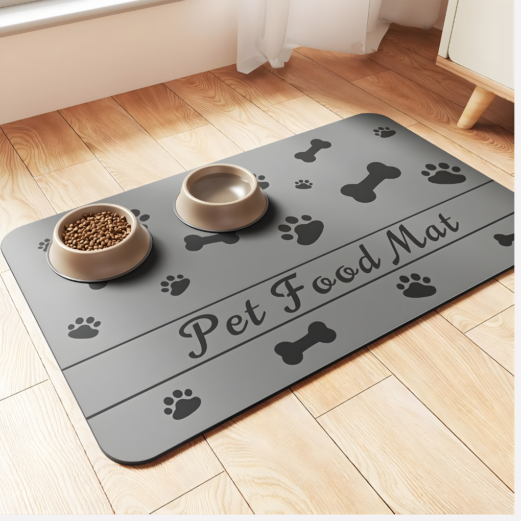 Pet Feeding Mat-Absorbent Pet Placemat for Food and Water Bowl