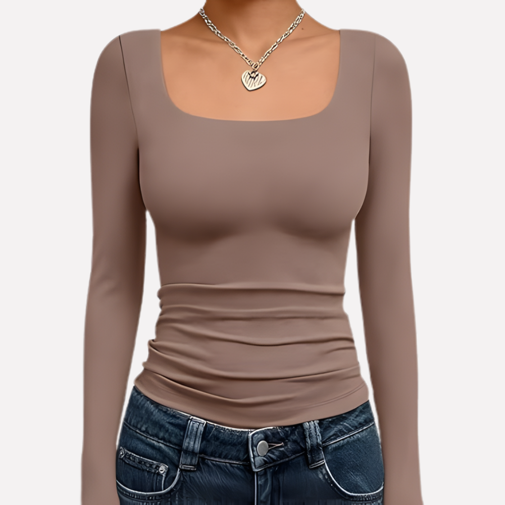 Women’s Square Neck Long Sleeve Crop Top