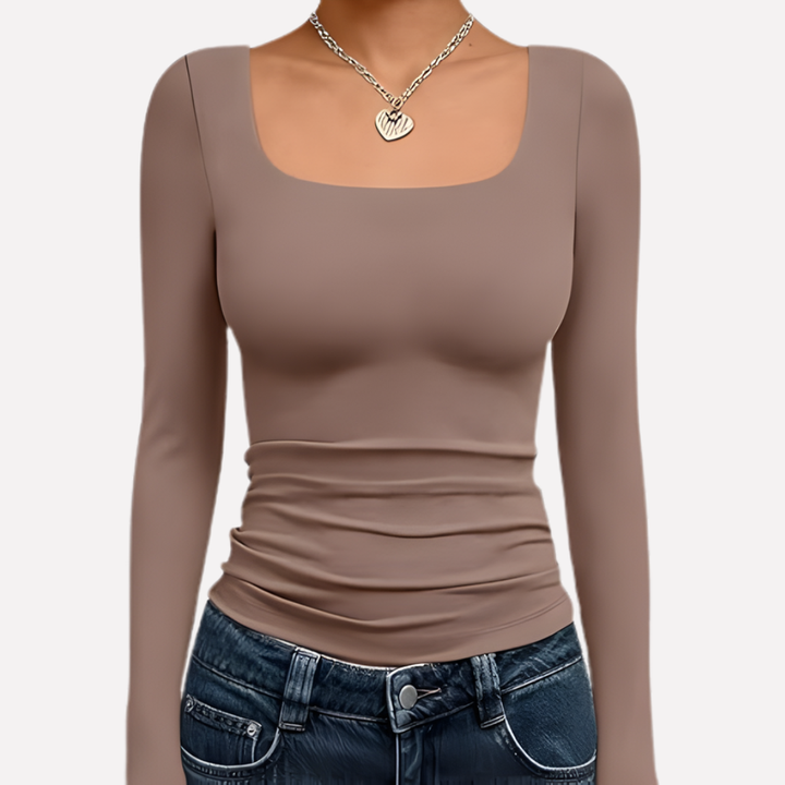 Women’s Square Neck Long Sleeve Crop Top