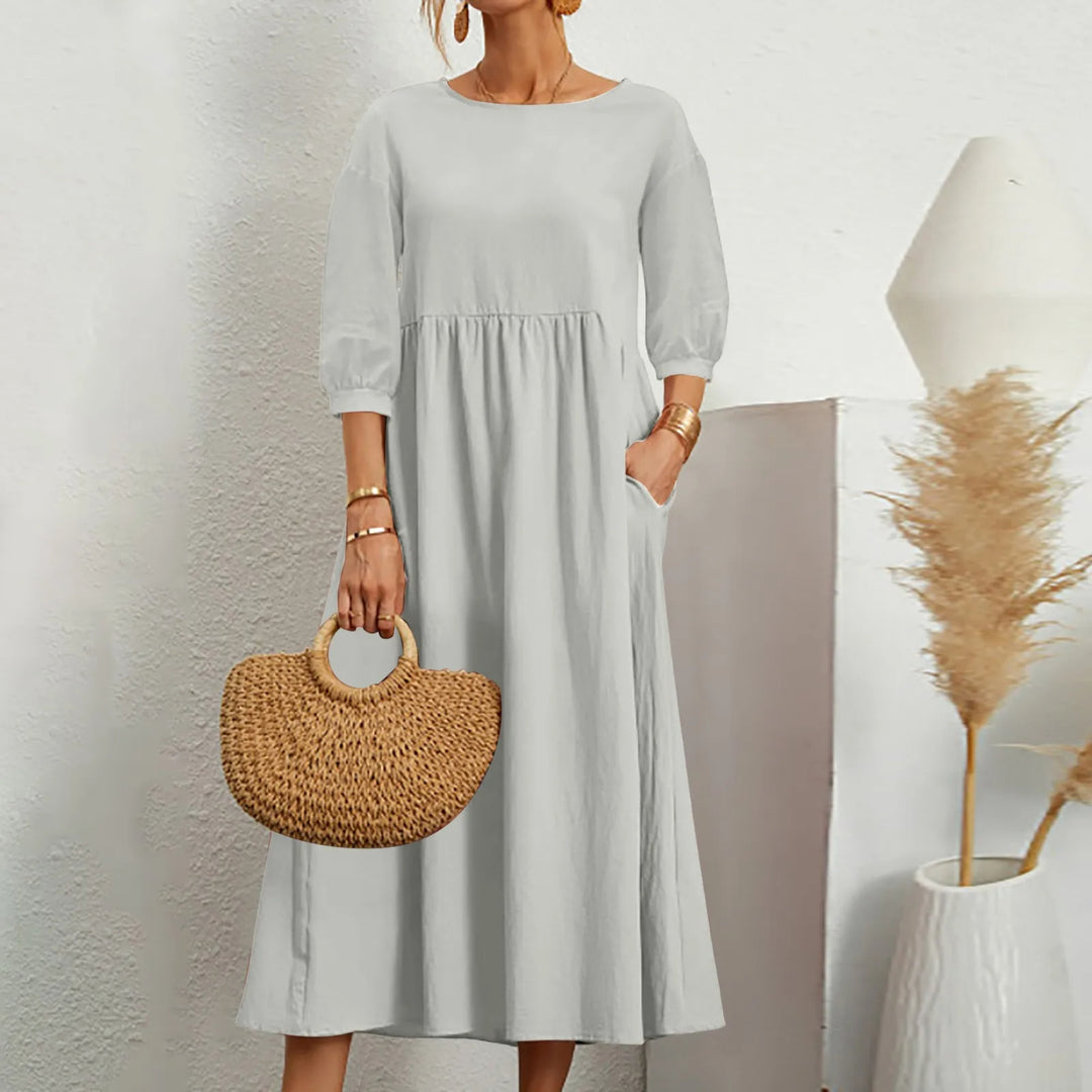 comfortable Loose Patchwork Midi Dress Effortless Style Meets Everyday Comfort