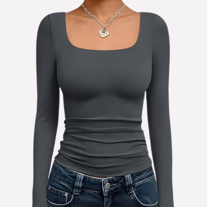 Women’s Square Neck Long Sleeve Crop Top