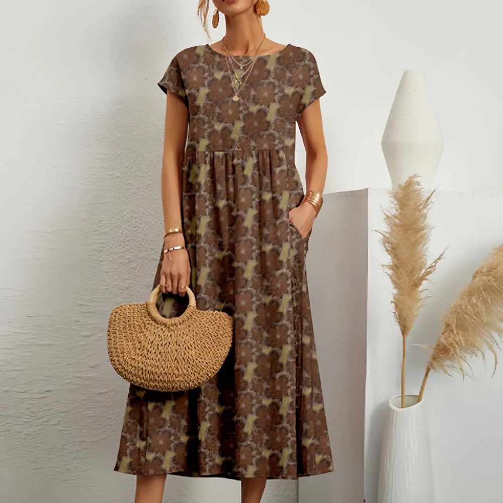 Women’s Cotton Linen Blend comfortable Midi Dress