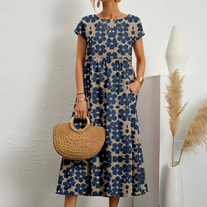 Women’s Cotton Linen Blend comfortable Midi Dress
